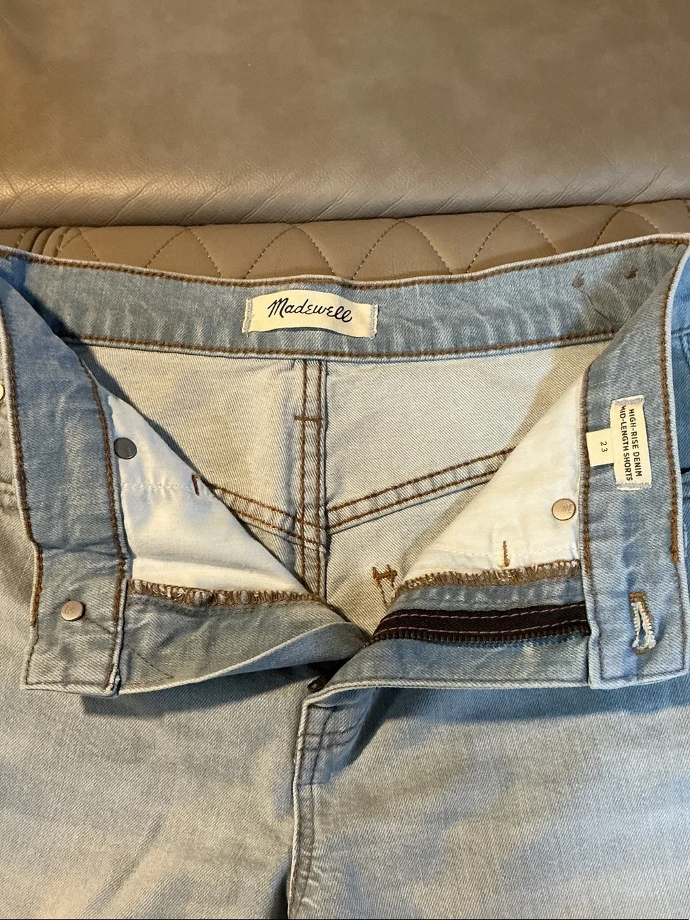 Madewell Light Blue Denim Bermuda Shorts with Raw Hem